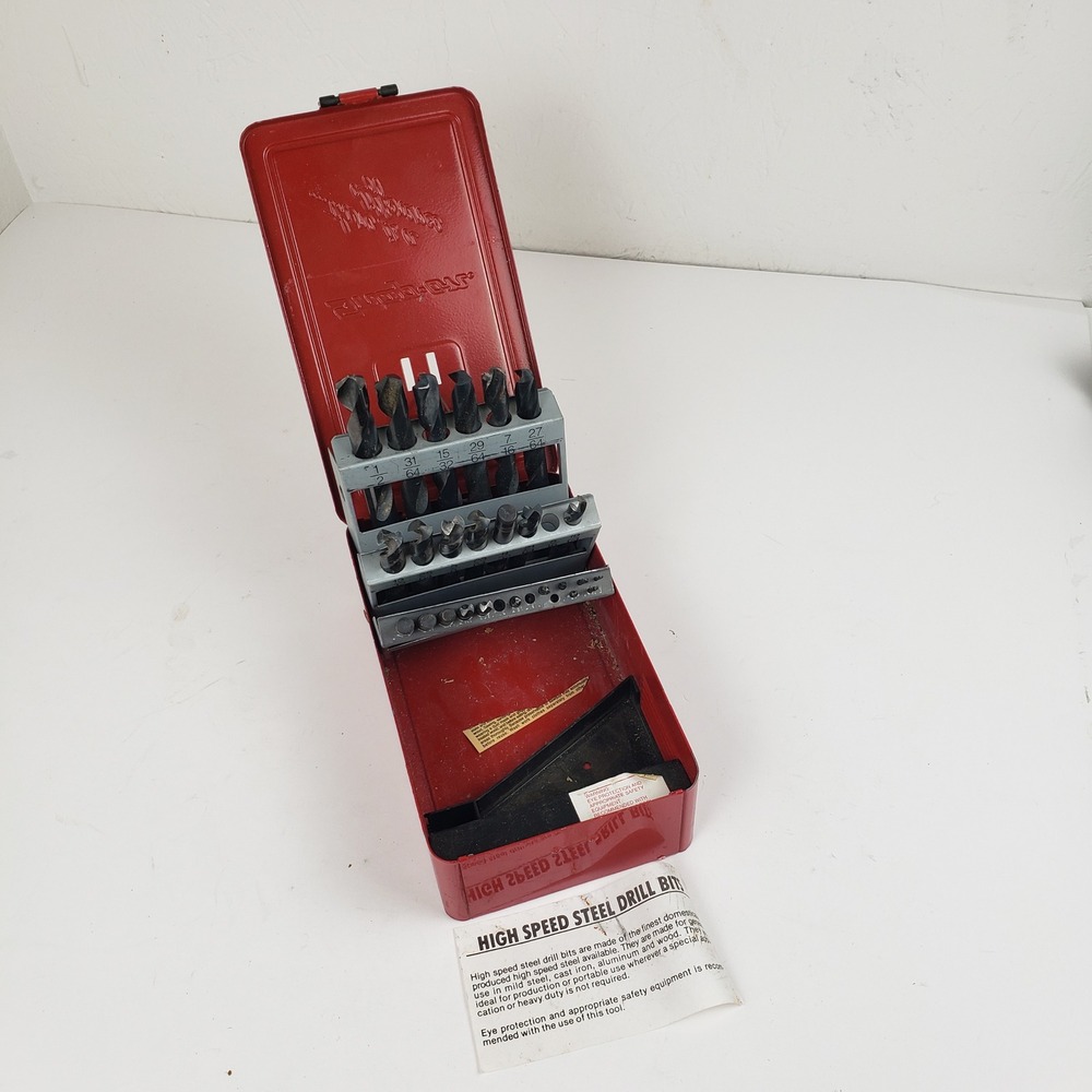 Snap-on High Speed Steel Drill Bit Set Metal Index Case Vintage Partial DB129B